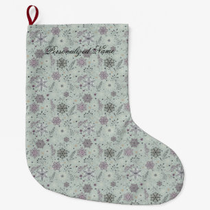 Grande Chaussette De Noël Neige Vintage