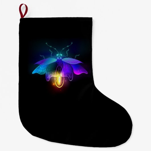 Grande Chaussette De Noël Neon Firefly sur noir (Devant)