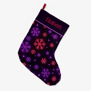 Grande Chaussette De Noël Neon Snowflakes