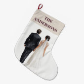 Grande Chaussette De Noël Newlyweds Personalized Photo Christmas Stocking (Devant (Accrochage))