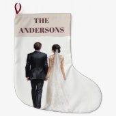 Grande Chaussette De Noël Newlyweds Personalized Photo Christmas Stocking (Devant)