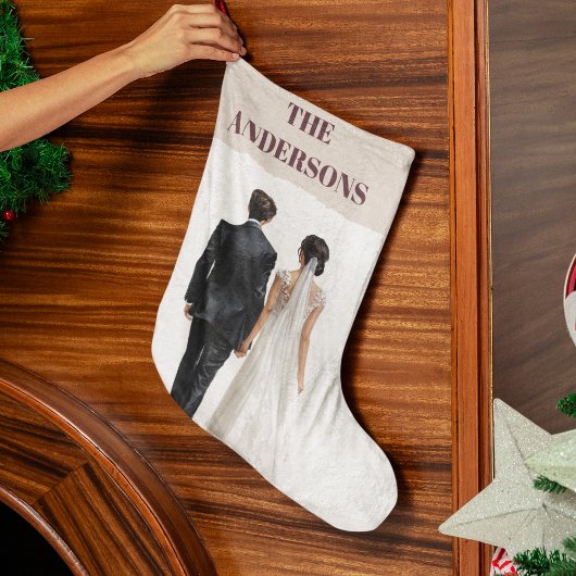 Grande Chaussette De Noël Newlyweds Personalized Photo Christmas Stocking