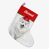 Grande Chaussette De Noël Noël American Eskimo Nom Chien Woof (Devant (Accrochage))