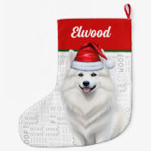 Grande Chaussette De Noël Noël American Eskimo Nom Chien Woof (Dos)