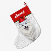 Grande Chaussette De Noël Noël American Eskimo Nom Chien Woof (Dos (Accrochage))