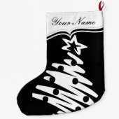 Grande Chaussette De Noël Noël Arbre Noir Blanc Moderne (Dos)
