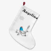 Grande Chaussette De Noël Noël aux oiseaux bleus (Devant (Accrochage))