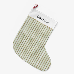 Grande Chaussette De Noël Noël Bandes Vertes Menthe Or