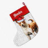 Grande Chaussette De Noël Noël Basenji Nom du chien Woof (Dos (Accrochage))