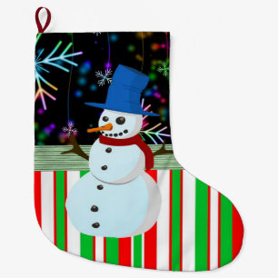 Grande Chaussette De Noël Noël, bonhomme de neige de Noël