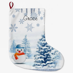 Grande Chaussette De Noël Noël, bonhomme de neige de Noël