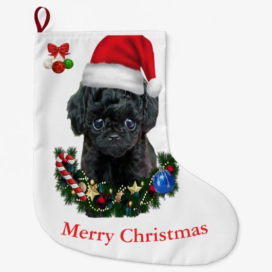 Grande Chaussette De Noël Noël Caniche (Devant)