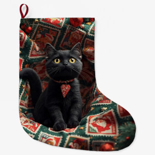 Grande Chaussette De Noël Noël chat noir