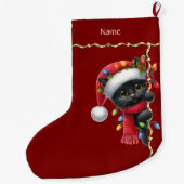 Grande Chaussette De Noël Noël Chat Noir Vacances Stocker (Dos)