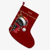 Grande Chaussette De Noël Noël Chat Noir Vacances Stocker (Devant (Accrochage))