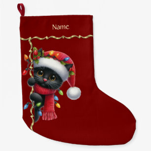 Grande Chaussette De Noël Noël Chat Noir Vacances Stocker