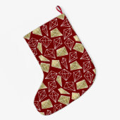 Grande Chaussette De Noël Noël Chic Red Gold Diamonds (Dos (Accrochage))