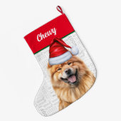 Grande Chaussette De Noël Noël Chow Chow Père Noël avec le nom du chien (Dos (Accrochage))