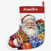 Grande Chaussette De Noël Noël classique de Jolly Santa Claus (Dos)