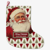 Grande Chaussette De Noël Noël classique du Père Noël Stocking rétro chic (Devant)