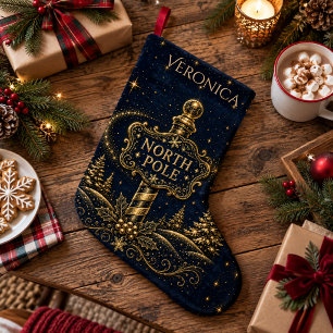 Grande Chaussette De Noël Noël dans les Étoiles   Pôle Nord