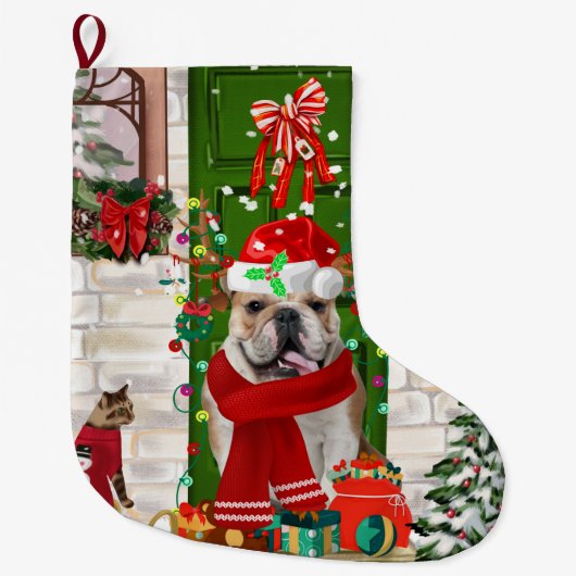 Grande Chaussette De Noël Noël de Bulldog anglais (Devant)