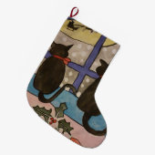 Grande Chaussette De Noël Noël de chat noir (Devant (Accrochage))