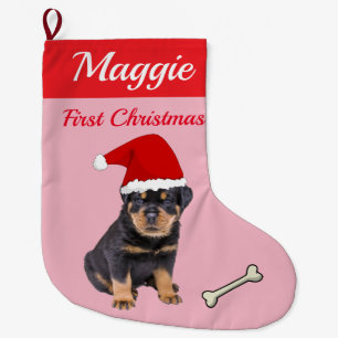 Grande Chaussette De Noël Noël de chiot de rottweiler premier