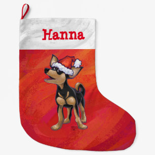 Grande Chaussette De Noël Noël de chiwawa sur le rouge