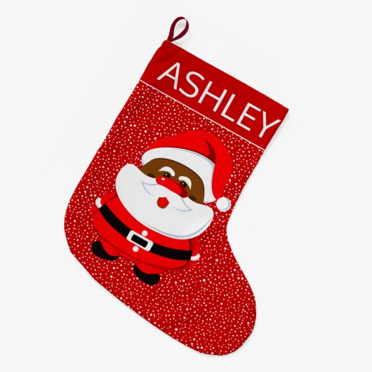 Grande Chaussette De Noël Noel de Noël afro-américain (Devant (Accrochage))