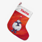 Grande Chaussette De Noël Noël des moutons sur rouge (Devant (Accrochage))