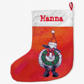 Grande Chaussette De Noël Noël des moutons sur rouge (Dos)