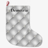 Grande Chaussette De Noël Noël des touffes en diamant d'argent (Devant)