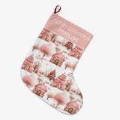 Grande Chaussette De Noël Noël d'hiver rose blanc mignon (Devant (Accrochage))