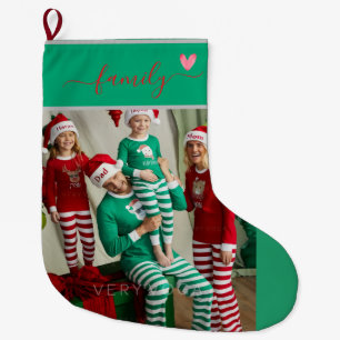 Grande Chaussette De Noël Noël double face avec deux photos de famille perso