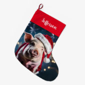 Grande Chaussette De Noël Noël doux blanc Piggy (Devant (Accrochage))