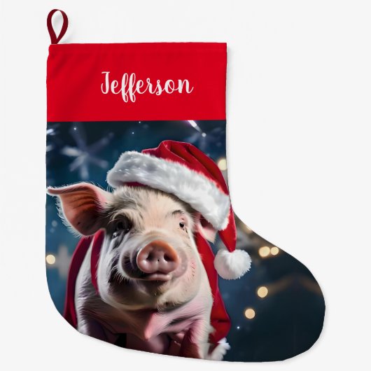 Grande Chaussette De Noël Noël doux blanc Piggy (Devant)