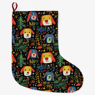 Grande Chaussette De Noël Noël du chien mignon