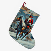 Grande Chaussette De Noël Noël du Père Noël équitation (Devant (Accrochage))