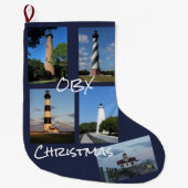 Grande Chaussette De Noël Noël du phare OBX (Devant)