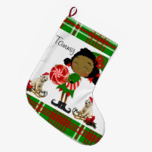 Grande Chaussette De Noël Noël, Elfe Africain de Noël (Devant (Accrochage))