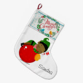 Grande Chaussette De Noël Noël, Elfe Africain de Noël (Devant (Accrochage))