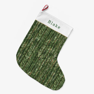 Grande Chaussette De Noël Noël Faux Fil Vert Tissé