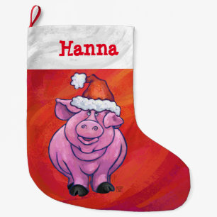 Grande Chaussette De Noël Noël Festif de porc personnalisé
