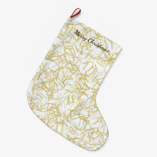 Grande Chaussette De Noël Noël Glam Glitzy Or Blanc