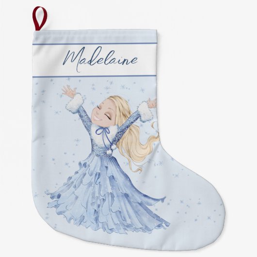 Grande Chaussette De Noël Noël hiver Princesse Filles (Devant)