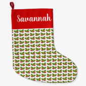 Grande Chaussette De Noël Noël Holly Feuilles & Berries Cloches & Cadeaux (Devant)