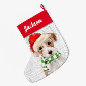 Grande Chaussette De Noël Noël Jack Russell Terrier avec le nom du chien (Dos (Accrochage))