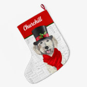 Grande Chaussette De Noël Noël Jaune Labradoodle avec le nom du chien (Dos (Accrochage))