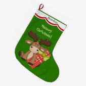 Grande Chaussette De Noël Noël mignon Moosey Personnalisé (Devant (Accrochage))
